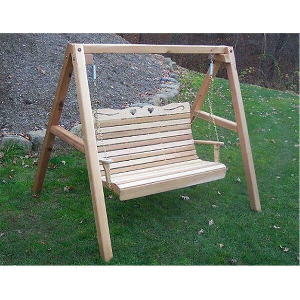 Creekvine Designs 6 ft. Cedar Royal Country Hearts Porch Swing with Stand WF1025A60CVD